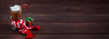 cocoa with marshmallows and candy to the neighborhood giftの写真素材