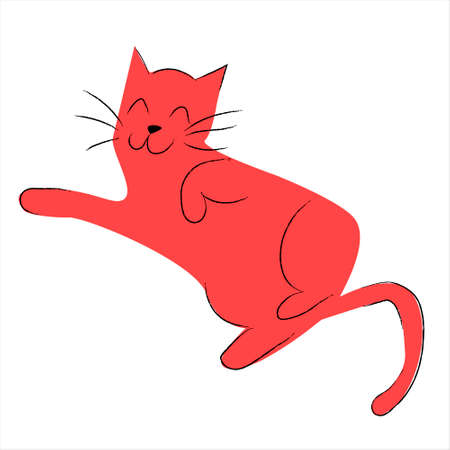 Cute cat is sleeping. Vector simple stylish illustration isolated on white background.のイラスト素材