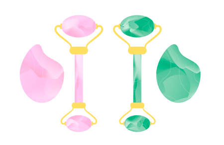 Quartz vector face roll isolated on white background. Vector illustration on the theme of the beauty industry.Gua Sha Massage.のイラスト素材