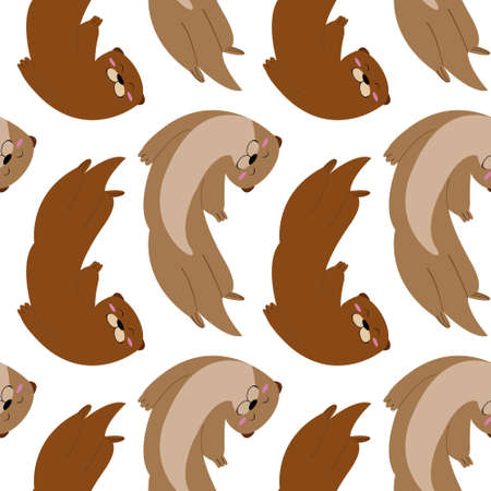 Vector seamless pattern with cute otters.のイラスト素材