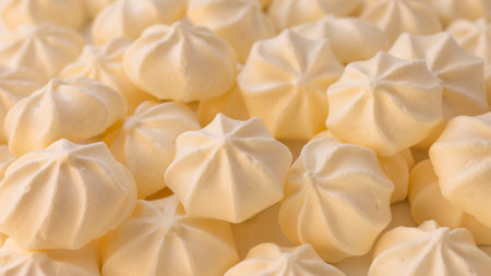 yellow meringues background. pattern. flatlyの写真素材