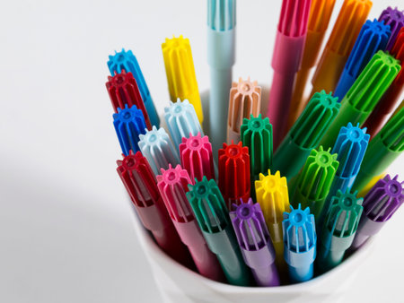 Multicolored Felt-Tip Pens isolated on a white background