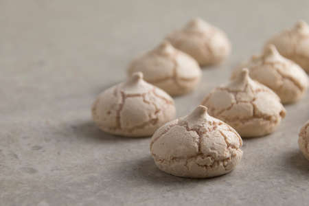 meringues on a beige background. patternの写真素材