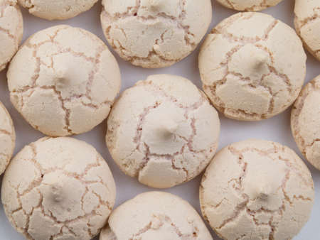 meringues on a white background. pattern. flat layの写真素材
