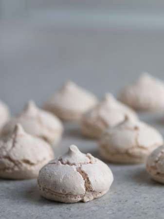 meringues on a gray background. patternの写真素材