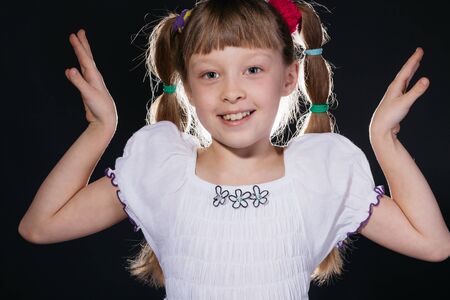 Little girl in bright dressの写真素材