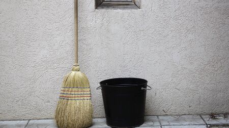 Bucket and broom household inventoryの写真素材