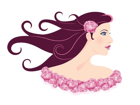 Beautiful woman with roses  Glamour lady  のイラスト素材