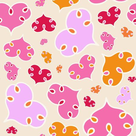 Colorful seamless pattern with hand-drawing heartsのイラスト素材