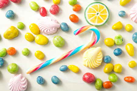 colorful fruity bean candy with different flavorsの写真素材