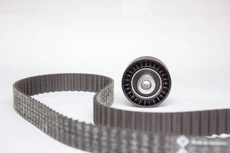 timing belt drive presents its toothed surfaceの写真素材