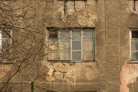 destroyed old soviet houses in the cityの写真素材