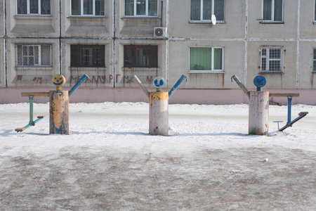 Elements of a children's playground,iron figures on a playground.