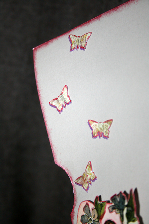 Closeup of an inner page of small photo album, handmade by photographerの写真素材