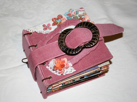 Vintage-style small photo album, handmade by photographerの写真素材