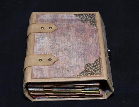 Small handmade ancient-looking photoalbum, general viewの写真素材