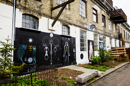 COPENHAGEN, DENMARK - MAY 01, 2018: Freetown Christiania, anarchist commune and partially autonomous intentional community, declared 1971のeditorial素材