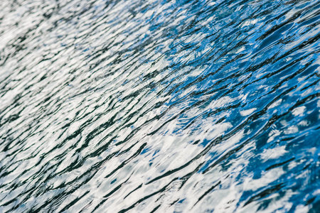 Background texture shot of dark blue sea water ripple