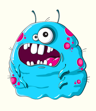 Funny blue monster with big teethのイラスト素材