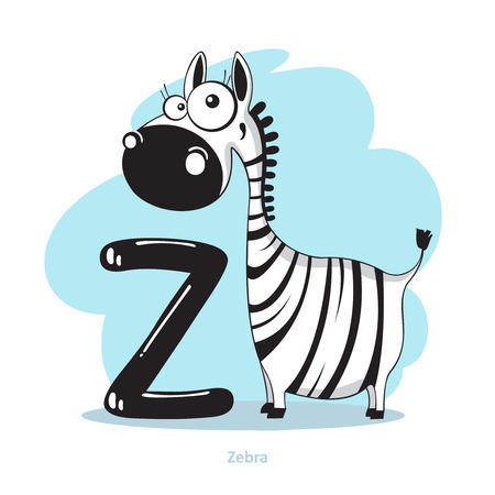 Cartoons Alphabet - Letter Z with funny Zebraのイラスト素材