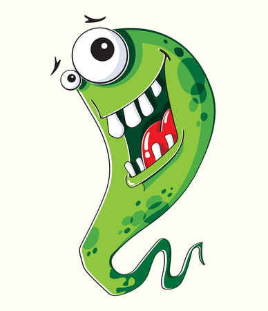 Funny green monster with big teethのイラスト素材