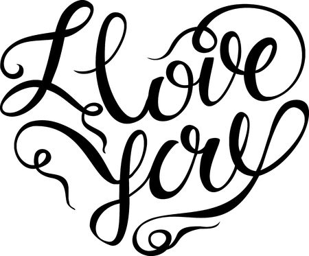 I love you  card. Hand drawn lettering design. のイラスト素材