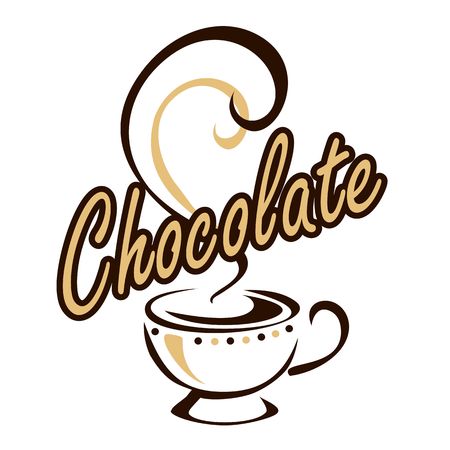 Hot chocolate. Chocolate Lettering Logo Concept design for advertisement. Style depicting hand-drawn brush lettering. Vector illustration.のイラスト素材