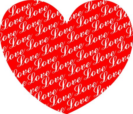 Decorative openwork heart design with lettering love. Vector illustration.のイラスト素材