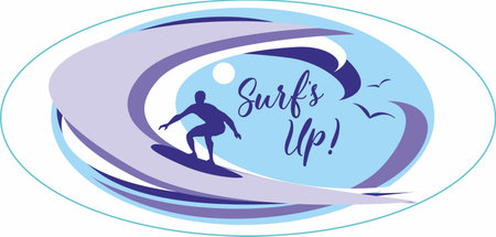 Surf's up. It's time to rest and travel. Vector illustration.