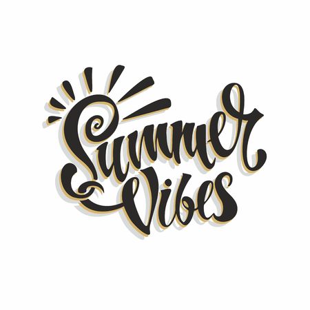 Summer vibes. Lettering. Card. Calligraphy. Stylish inspirational inscription. Vector.のイラスト素材