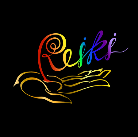 Reiki Energy. Logotype. Healing energy. Alternative medicine Spiritual practice Vectorのイラスト素材