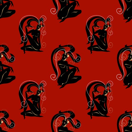 Seamless pattern. Flamingo. Summer viber. Lettering. Stylish summer print. Tropical Green background Vectorのイラスト素材