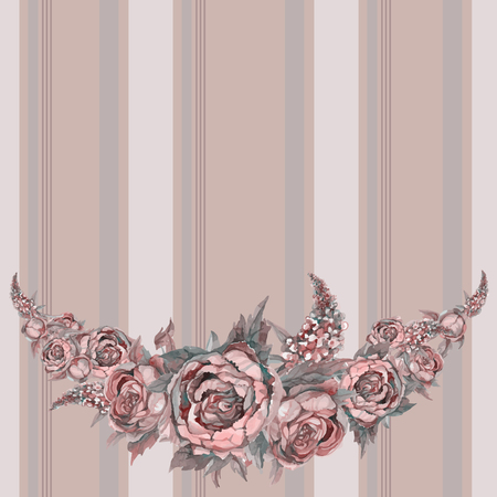 Seamless frieze pattern with watercolor flowers.のイラスト素材