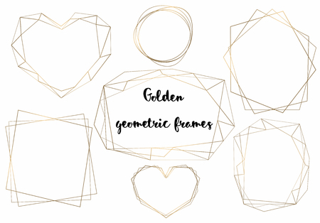 Geometric gold frames. Samples for cards and invitations. Vectorのイラスト素材