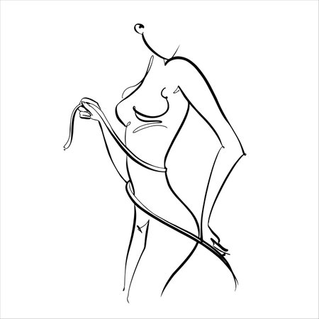 A sporty body. Linear art. A beautiful girl is drawn with one line. Fitness. Vectorのイラスト素材