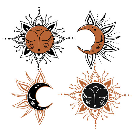 The sun and the moon. Esoteric. Astrology. space. Vector.のイラスト素材
