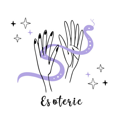 Esotericism. Mysticism Snake Hands Logo Vectorのイラスト素材