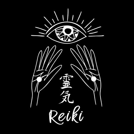 Reiki energy. logo. Reiki healing Esoteric vectorのイラスト素材