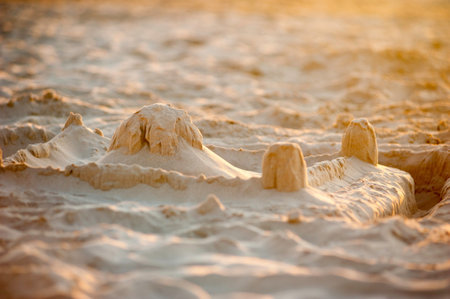 Detailed photograph of a sandcastleの写真素材