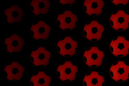 Many black and white football balls background, pattern and printの写真素材