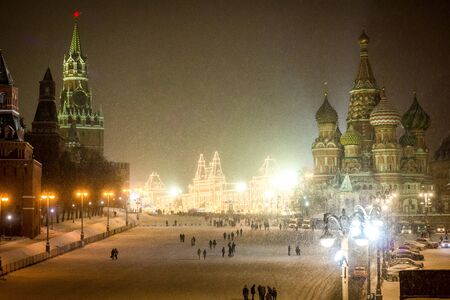 Christmas in Moscow. Night view New year's Moccowの写真素材