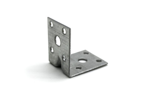 Metal mounting corner on a white background
