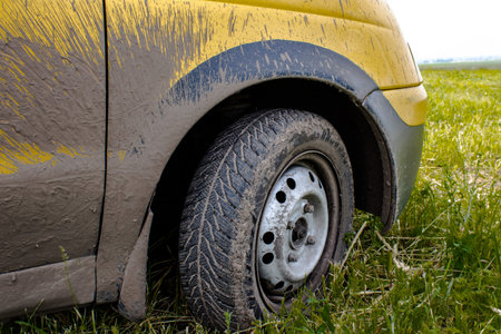 Dirty is not a new car wheel yellow