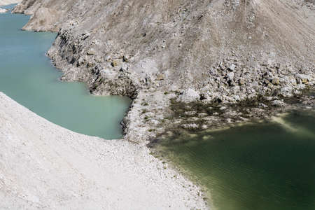 pairing of two chalk quarries old and new quarries landscapeの写真素材