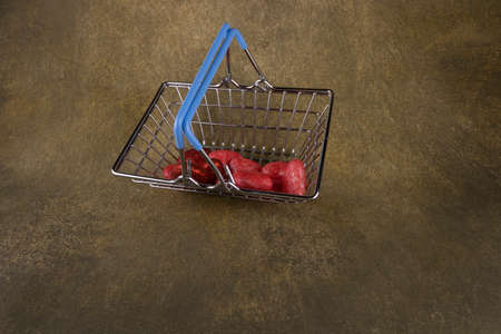 basket with hearts close-up on a dark backgroundの写真素材