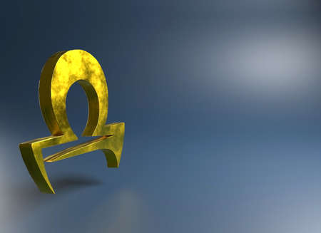 Golden zodiac sign libra, copy space, 3d illustration.の写真素材