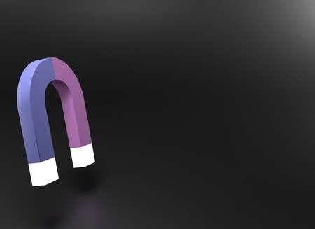 Pink magnet, copy space, 3d illustration.の写真素材
