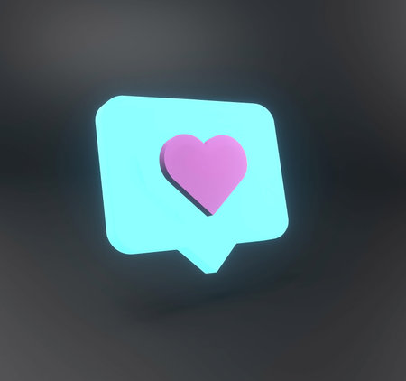 Glowing message with a heart close-up, 3d illustration.の写真素材