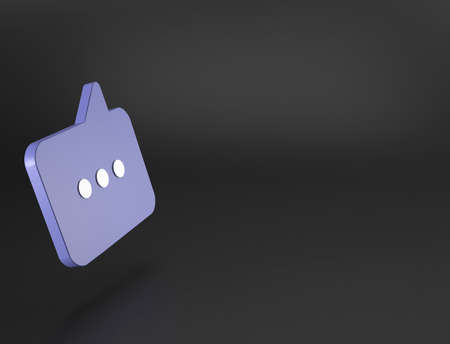 Purple message icon, copy space, 3d illustration.の写真素材