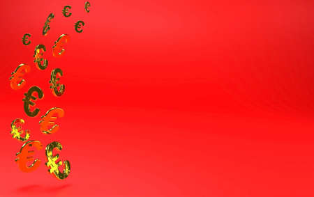 Signs of the golden euro currency, copy space, 3d illustration.の写真素材